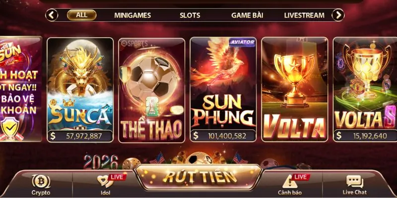 Sunwin với các sảnh game hấp dẫn nhất