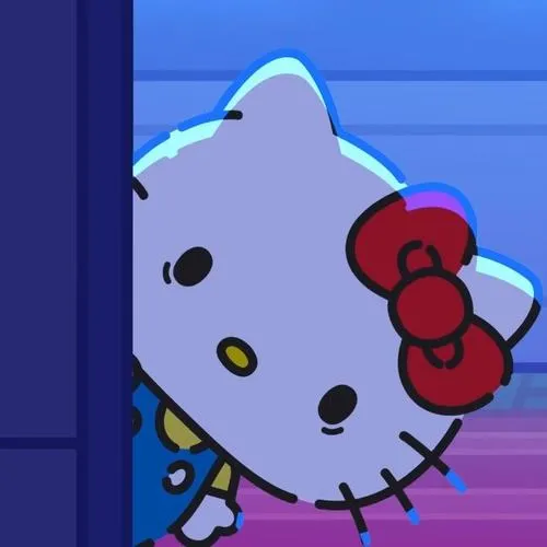 Ảnh trang cá nhân Hello Kitty vô cảm trong nền đơn sắc yên tĩnh