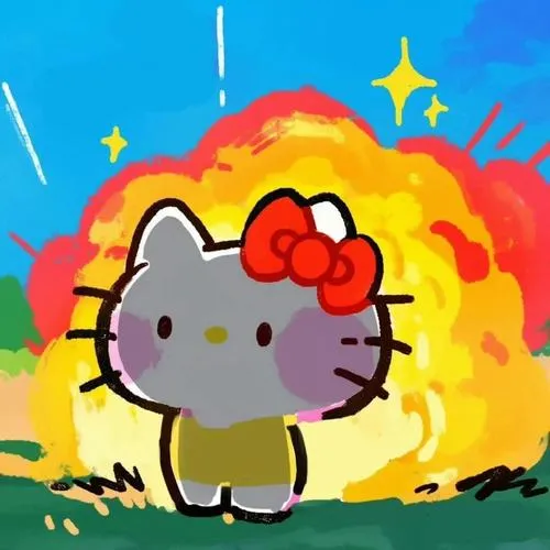 Hình đại diện cute Kitty trắng nền tối giản cô độc