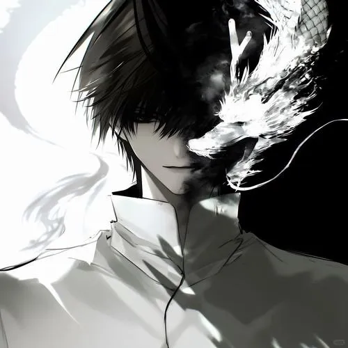 Hình profile cute anime boy ngầu nhẹ trên nền blur