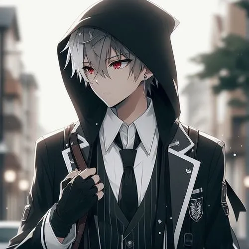 Ảnh avatar Facebook anime boy phong cách cool ngầu cùng áo hoodie tối