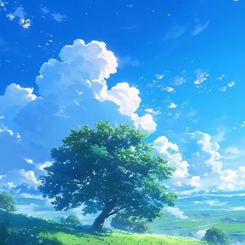 Ảnh trang cá nhân bầu trời tông xanh không cần nhân vật tối giản