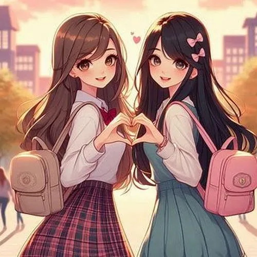 Ảnh đại diện cặp bạn thân chính diện ánh sáng mềm chân thật