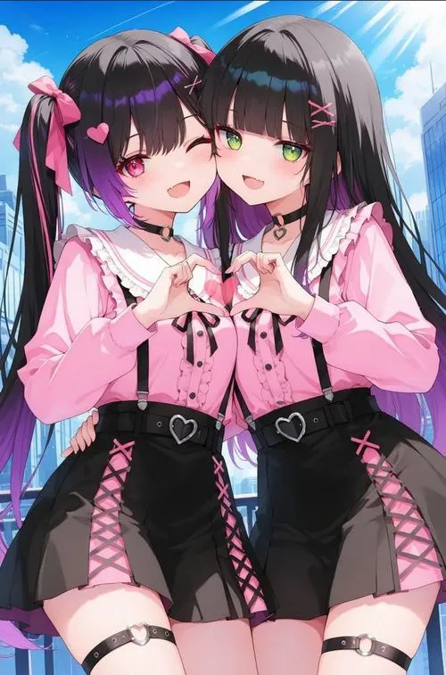 Avatar đôi bố cục đối xứng tông màu hài hòa chung phong cách