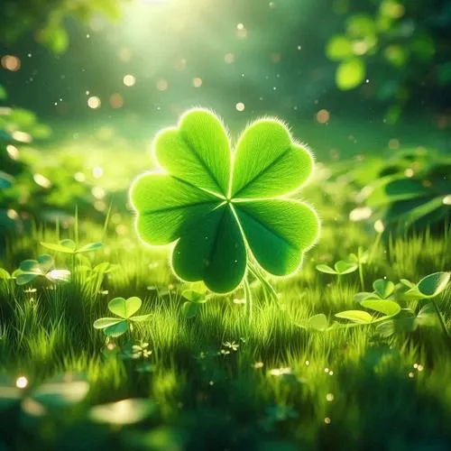 Bố cục trung tâm tôn cỏ bốn lá và điềm lành