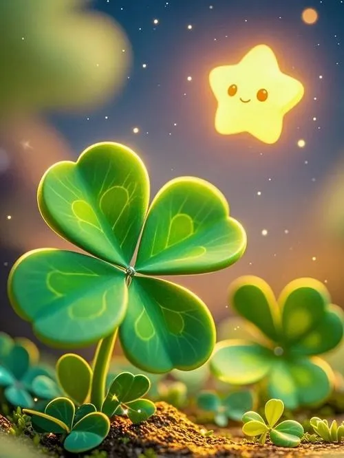 Ảnh trang cá nhân cỏ bốn lá pastel biểu trưng may mắn