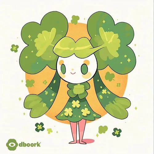 Ảnh hiển thị cỏ bốn lá vẽ tay dịu dàng tích cực