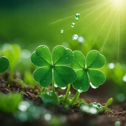 Mầm xanh cạnh cỏ bốn lá mở khởi đầu mới