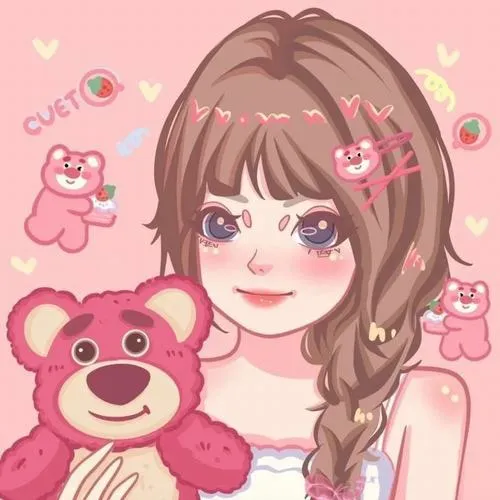 Hình đại diện ngầu gấu dâu hoạt hình tạo khác biệt viền nét tròn.