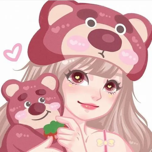 Avatar dễ thương gấu dâu teddy cảm giác an toàn ánh sáng mềm.