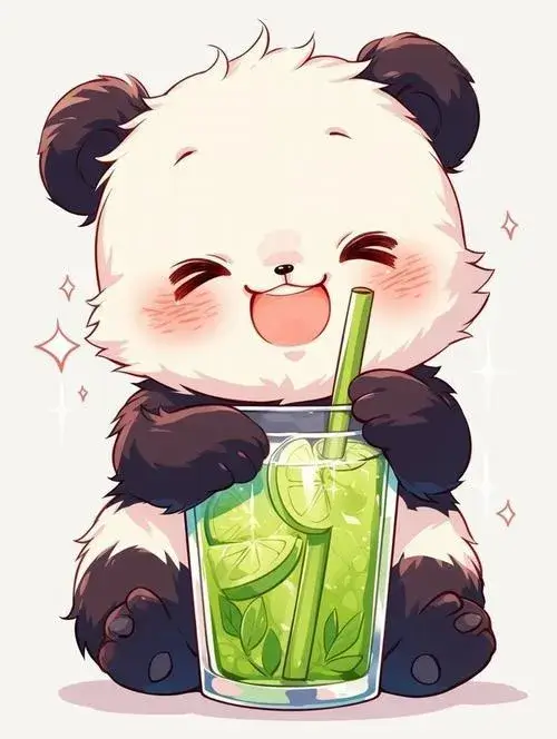 Ảnh hiển thị Panda chibi biểu cảm miệng cảm xúc vui vẻ