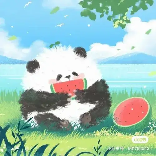 Ảnh đại diện cá nhân Panda chibi nền pastel biểu cảm vui vẻ