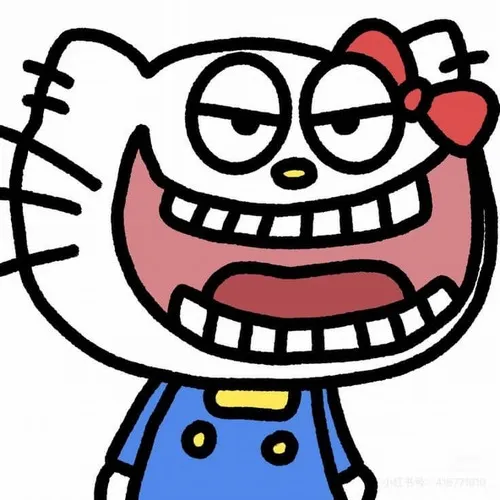 Ảnh avatar Hello Kitty vô tri tông tối vibe cyber lạnh sâu