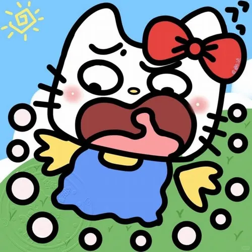 Ảnh profile Kitty trắng màu nhạt giảm biểu cảm