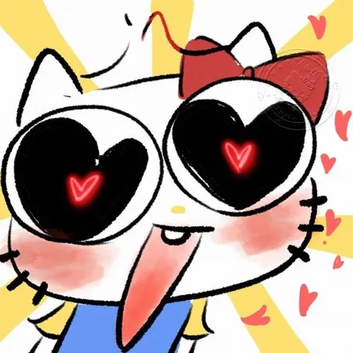Ảnh đại diện cá nhân Kitty pastel khuôn mặt tròn mắt chấm đen