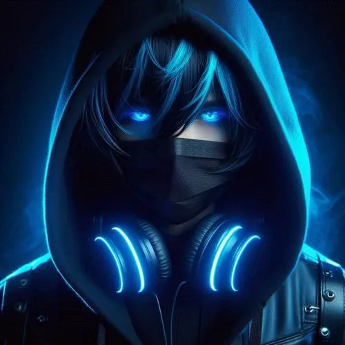 Avatar xanh dương nam bố cục gọn gàng