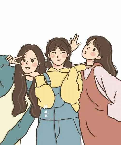 Ảnh nhóm cute ba người ánh sáng đều cho cả nhóm.