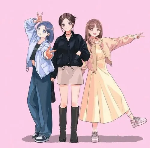 Ảnh đại diện team ba người nền đơn sắc nhìn đồng bộ.