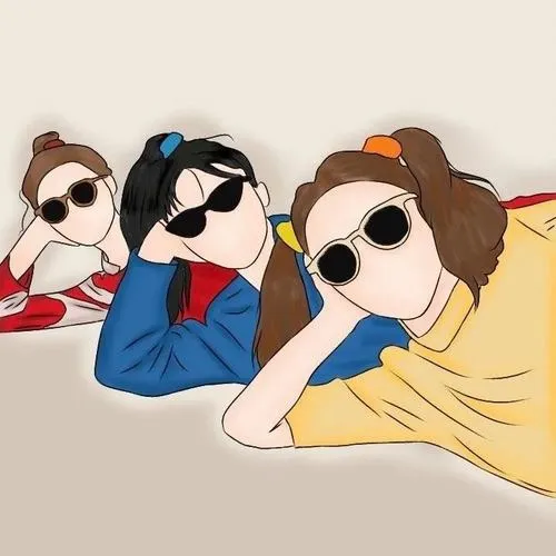 Ảnh profile nhóm ba người phụ kiện kính vibe nhây.