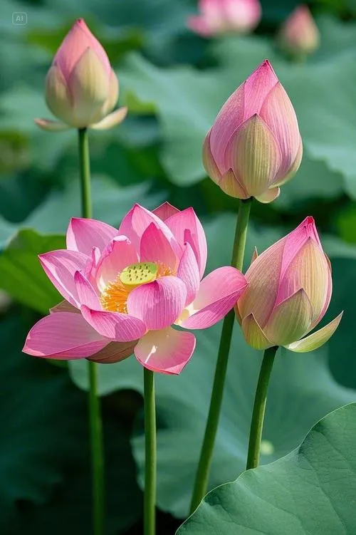 Hình hoa sen trong đầm sen yên bình.