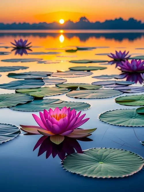 Hình hoa sen hiện đại với độ tương phản vừa phải.