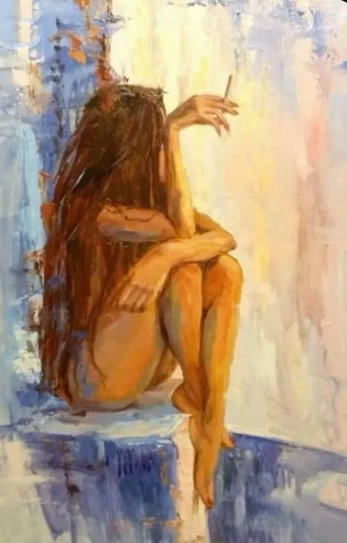 Tranh hình thể cổ điển dùng ngược sáng tôn đường cong.