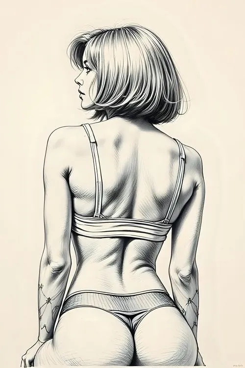 Hình nude nghệ thuật giữ khoảng trống tạo kín đáo.