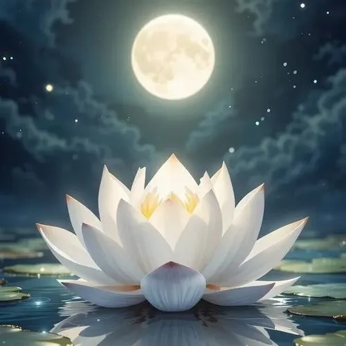 Hình đại diện hoa sen trắng tông màu tối thành kính