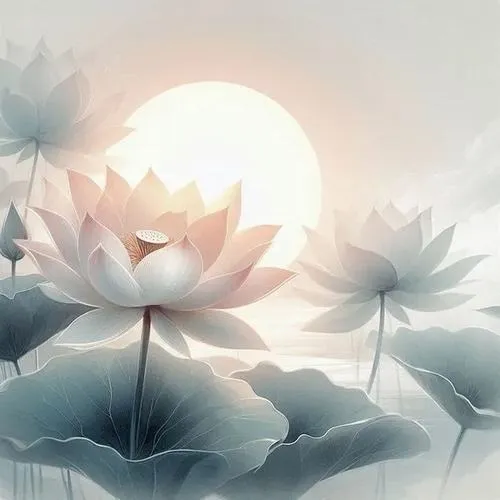 Hoa sen trắng không gian tĩnh tiếc thương nhẹ