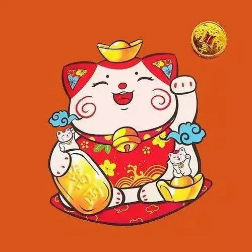 Ảnh cá nhân mèo thần tài nền vàng mang thịnh vượng tích cực