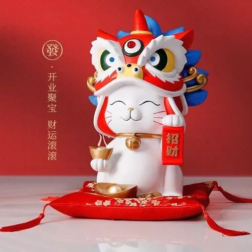 Ảnh avatar ngầu mèo thần tài bố cục chính diện biểu tượng chiêu tài