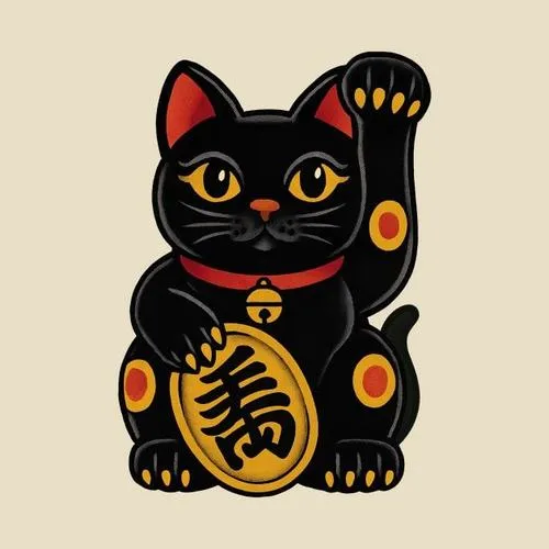 Hình đại diện cute mèo thần tài chính diện nền đỏ phong thủy may mắn