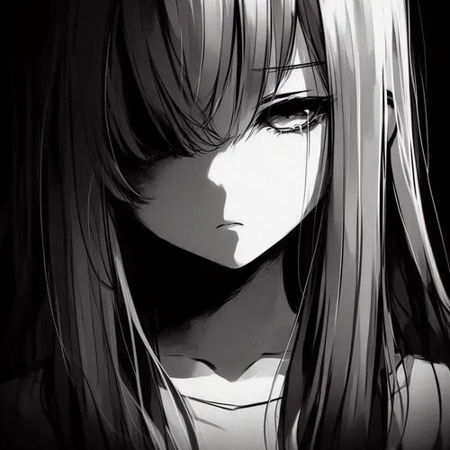 Avatar anime buồn trắng đen dành cho tâm hồn nhạy cảm