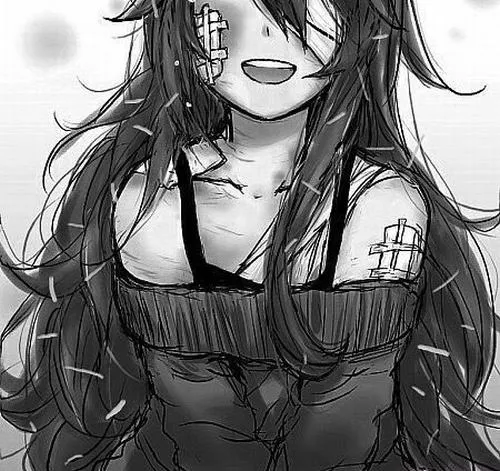 Ảnh đại diện cô gái anime trắng đen ánh mắt trầm cảm xúc buồn