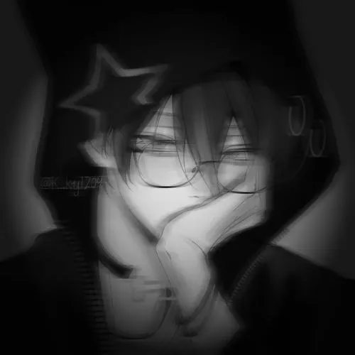 Ảnh đại diện anime đen trắng hiệu ứng mờ cảm xúc trầm