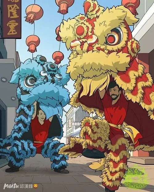 Múa lân tung mình giữa không khí lễ hội xuân rộn ràng.