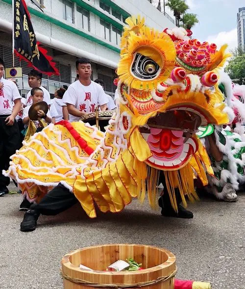 Hình ảnh múa lân sư rồng và sắc màu lễ hội đầu năm