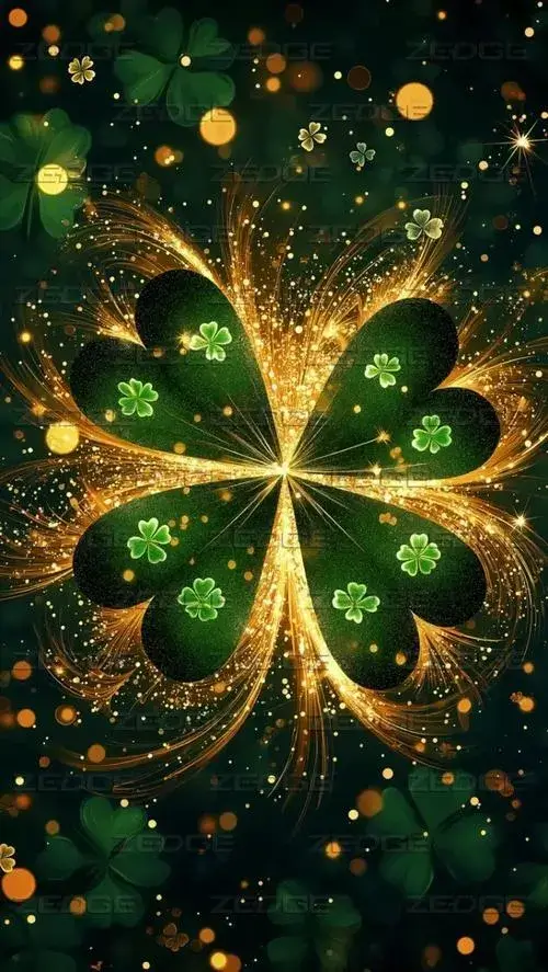 Hình nền cỏ bốn lá bố cục trung tâm hài hòa