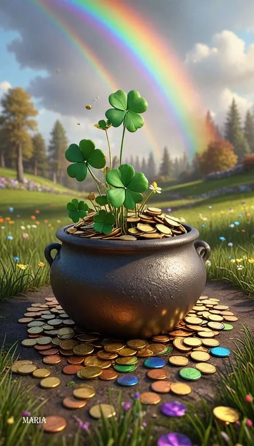 Tông xanh lá mềm phủ cỏ bốn lá tạo bình an