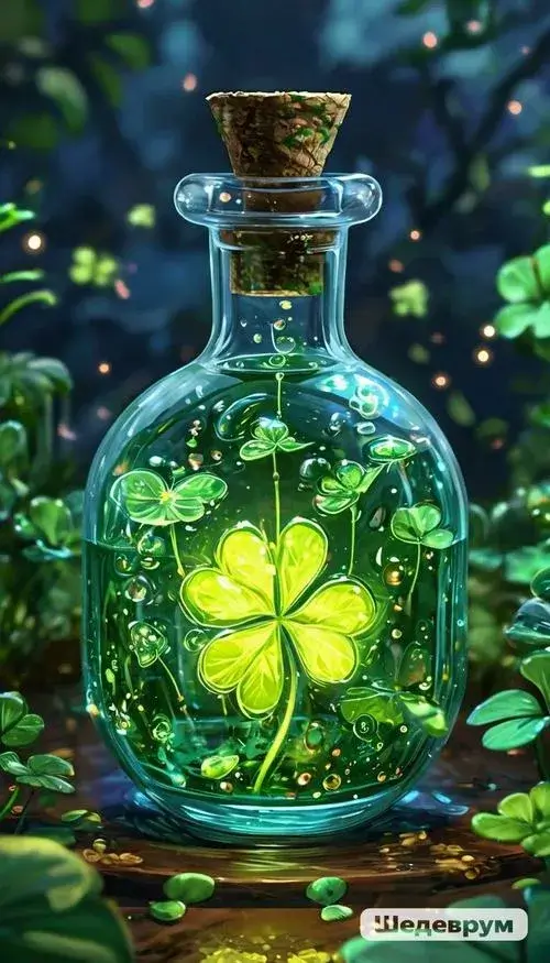 Nét vẽ mềm khắc họa cỏ bốn lá dịu