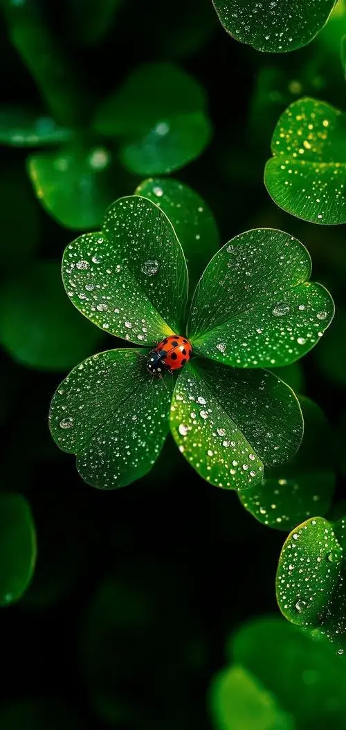 Hình nền cỏ bốn lá nghệ thuật phong cách tối giản