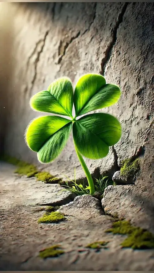 Ánh sáng tự nhiên chiếu cỏ bốn lá xanh mát