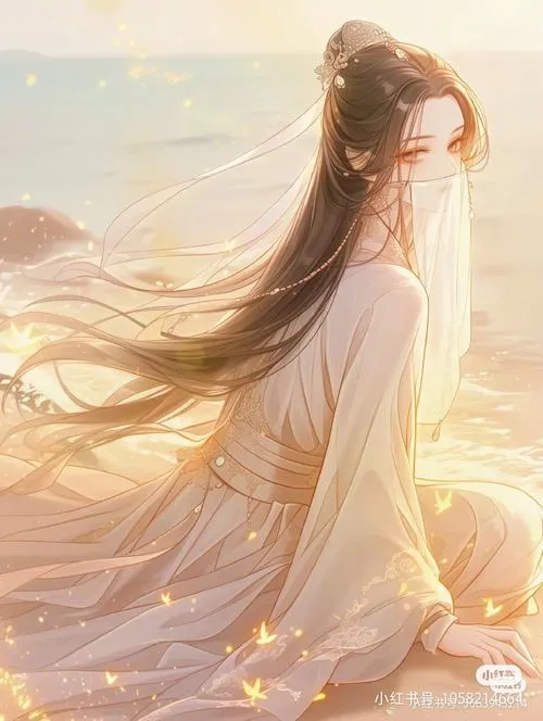 Một khoảnh khắc cổ trang anime nữ buồn, hoa rơi kín bậc thềm vẫn đẹp