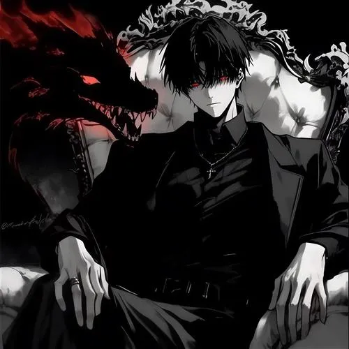 Ảnh anime nam ác quỷ, phong cách chiến binh, giáp tối và vết nứt phát sáng