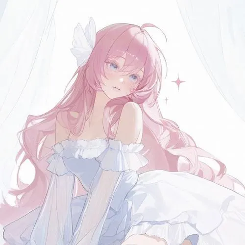 Nhân vật nữ anime với mắt to long lanh và nụ cười nhẹ