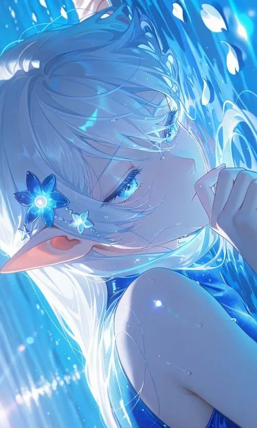 Hình anime nữ tông xanh hợp làm nền lúc muốn yên tĩnh