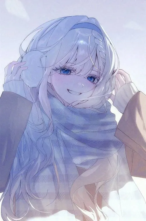 Tranh anime nữ màu xanh giữ cảm xúc lặng mà không buồn