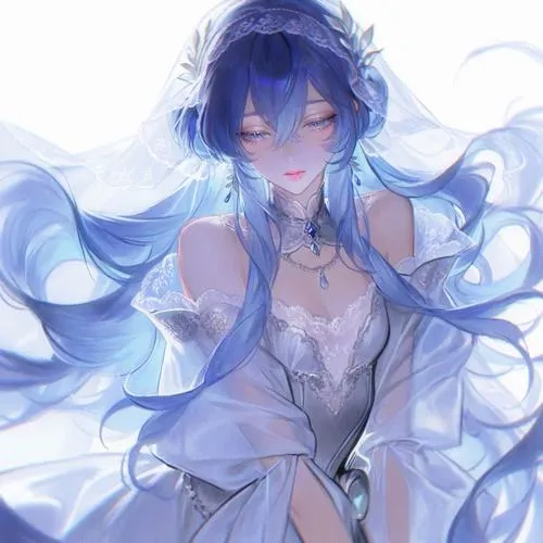 Phong cách hình ảnh tạo nên sức hút riêng cho ảnh anime nữ màu xanh dương