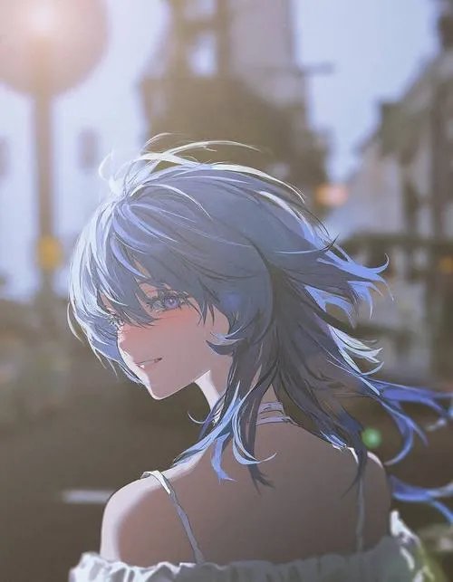 Bối cảnh đêm tạo nền lặng cho tóc xanh nổi bật hơn