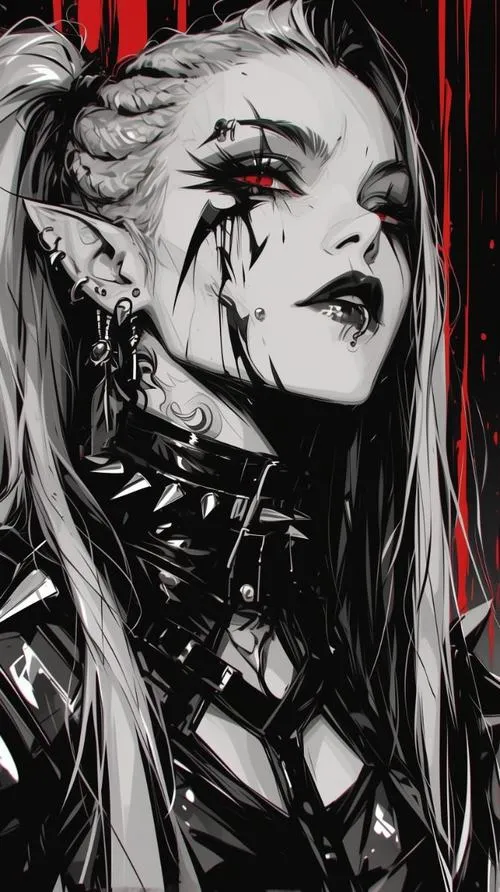 Hình girl anime ác quỷ mở cánh đen dưới ánh sáng tương phản mạnh